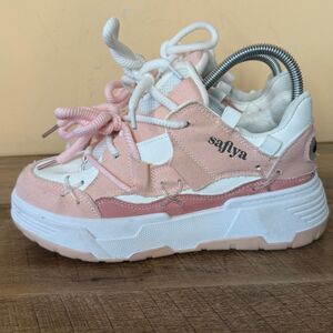 Safiya brand women's chunky platform sneakers in pink and white size 40 shoes
